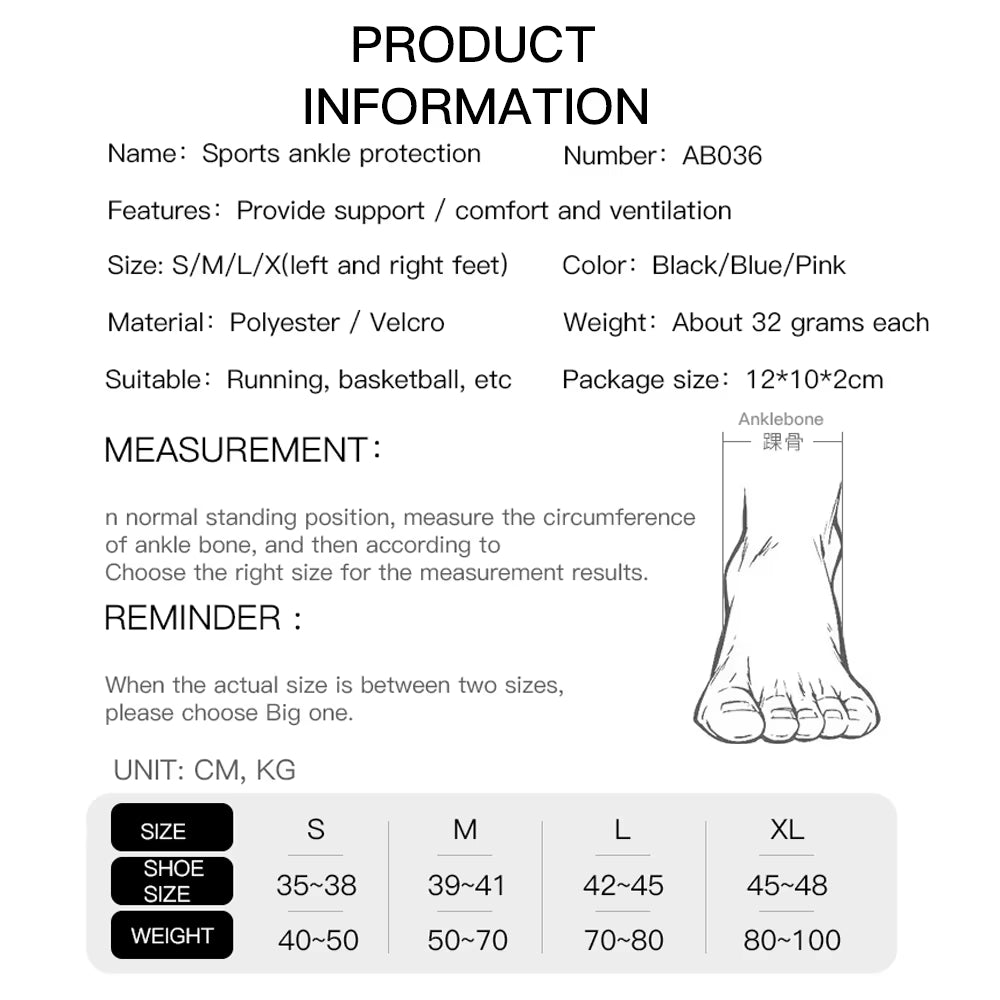 1/2PC Adjustable Support Pad Ankle Sleeve Pressure Anti-Spinning Elastic Breathable Support Fitness Sports Safety Prevention