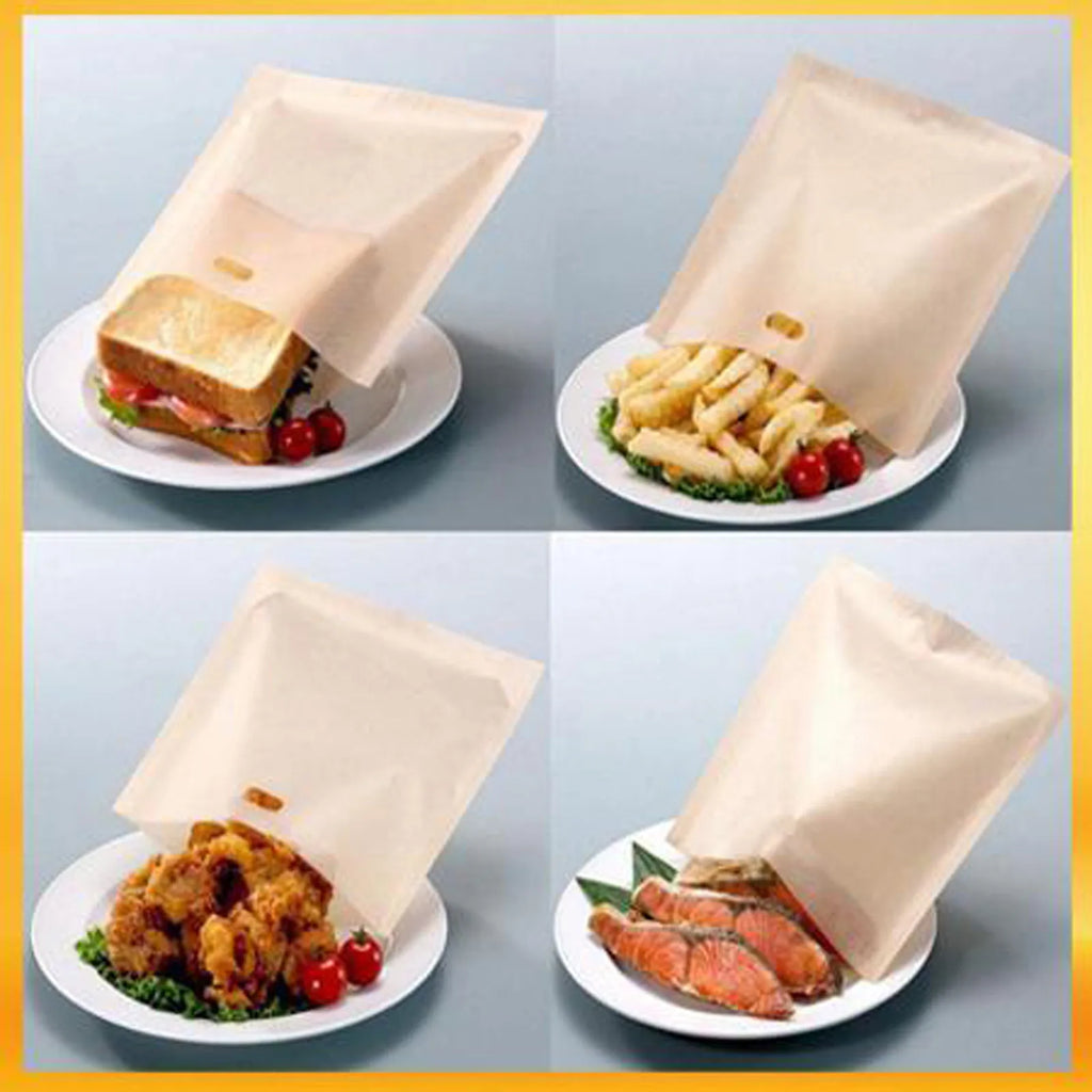 4Pcs/Set Reusable Toaster Bag Non Stick Bread Bag Sandwich Bags Fiberglass Toast Microwave Heating Pastry Tools