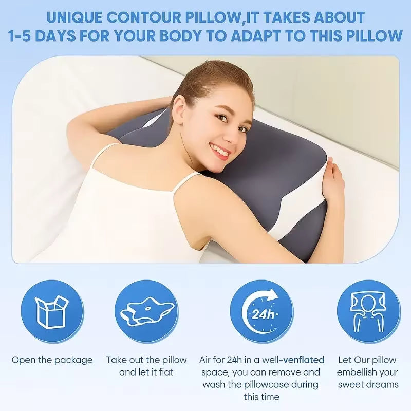 An Ergonomic Neck Pillow Featuring Slow-Recovery Support, Breathable Cool Fabric, and a Machine-Washable Cover, Suitable for Sid