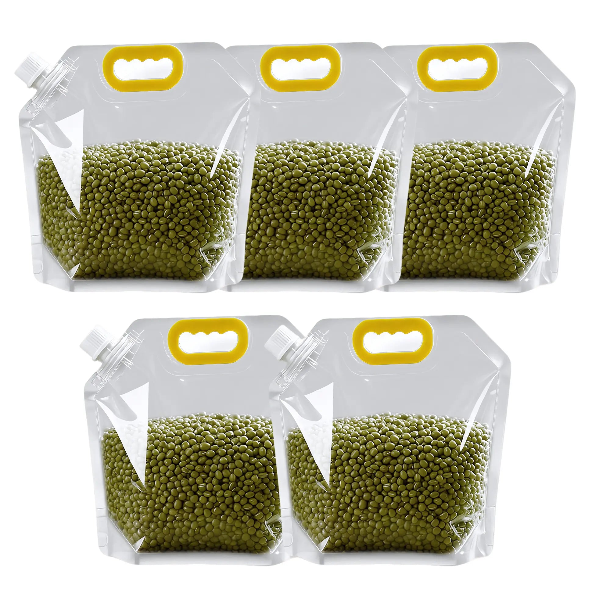 5 Counts Reusable Food Sealed Bags, Leak-Proof Construction with Secure Lid, Stand-Up Base for Kitchen Organization, Writable for Meal Prep