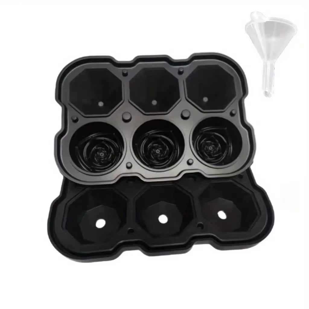 1Pc Diamond & Rose Shaped Ice Cube Mould, Modern Silicone Ice Cube Maker Tray for Bar, Office