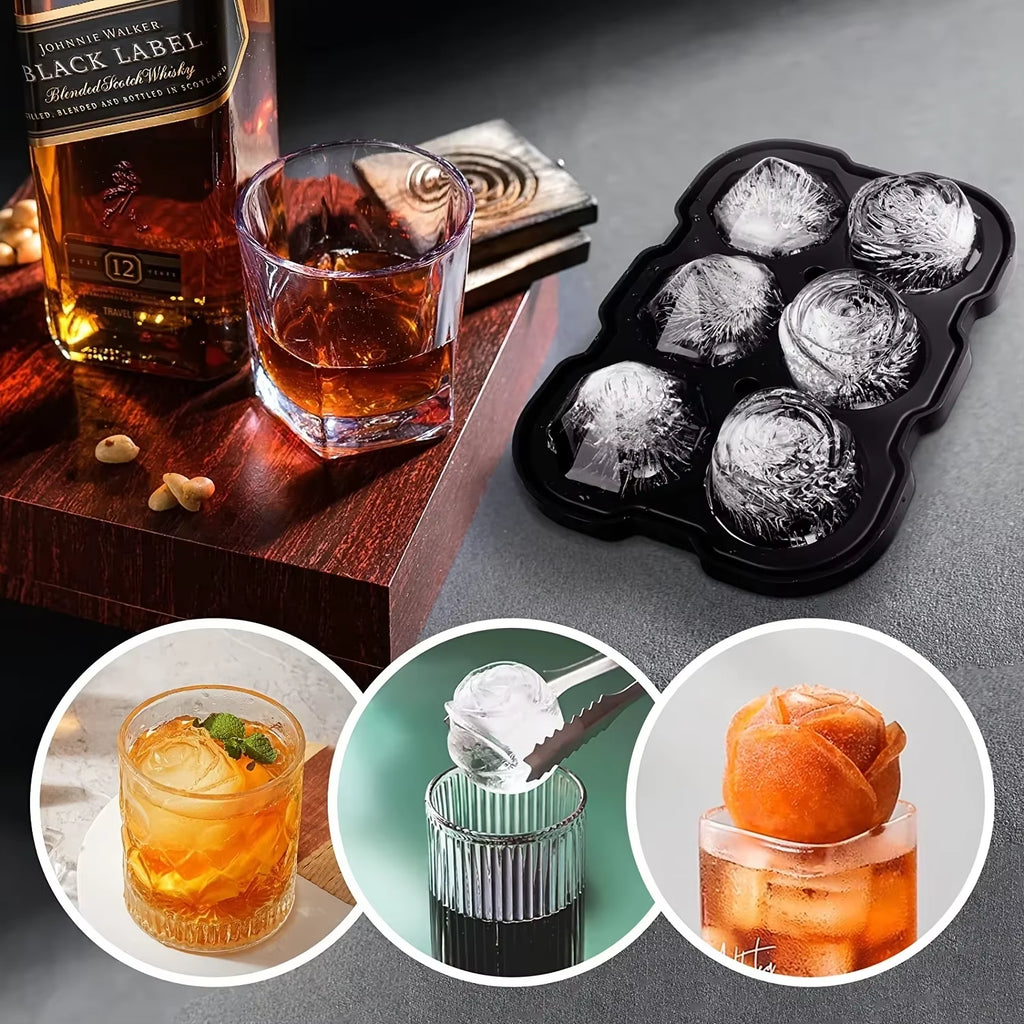 1Pc Diamond & Rose Shaped Ice Cube Mould, Modern Silicone Ice Cube Maker Tray for Bar, Office