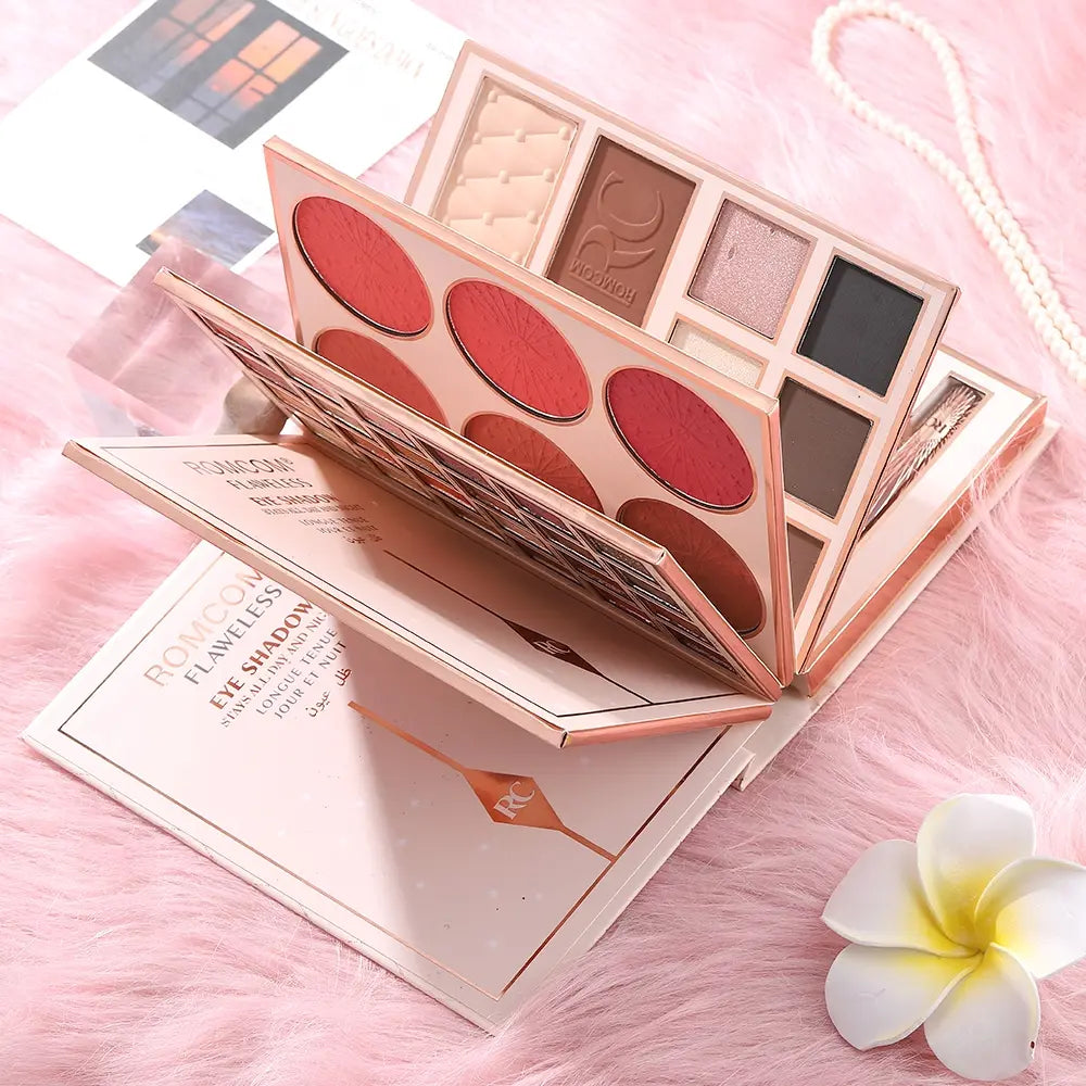 Perfect Makeup Magic Book, Including Eye Shadow, Lip Gloss, Powder Blusher, Highlight, a Complete Set of Makeup Magic Books, an Ideal Gift for Women on Holiday Parties, Flawless Makeup Kit