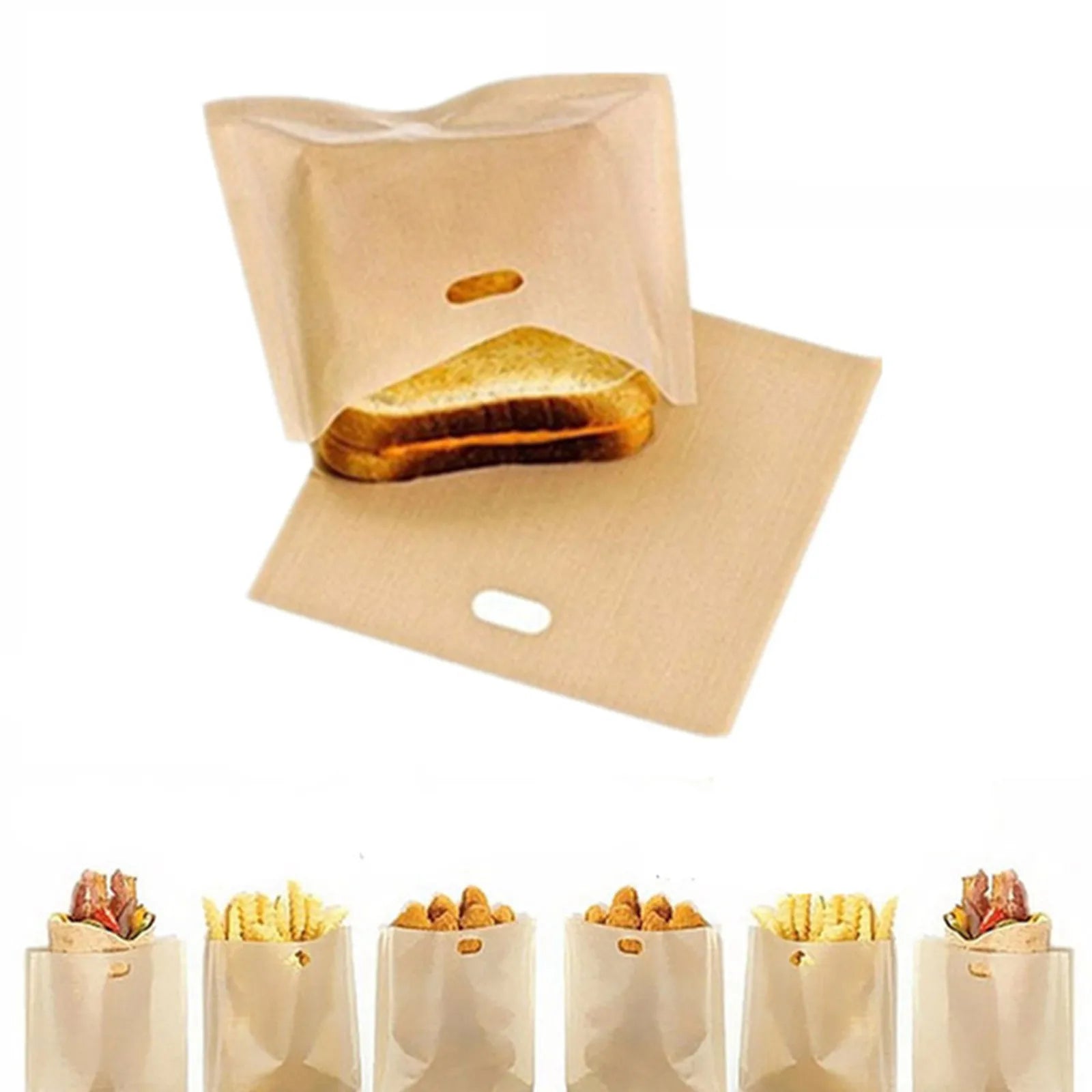 4Pcs/Set Reusable Toaster Bag Non Stick Bread Bag Sandwich Bags Fiberglass Toast Microwave Heating Pastry Tools