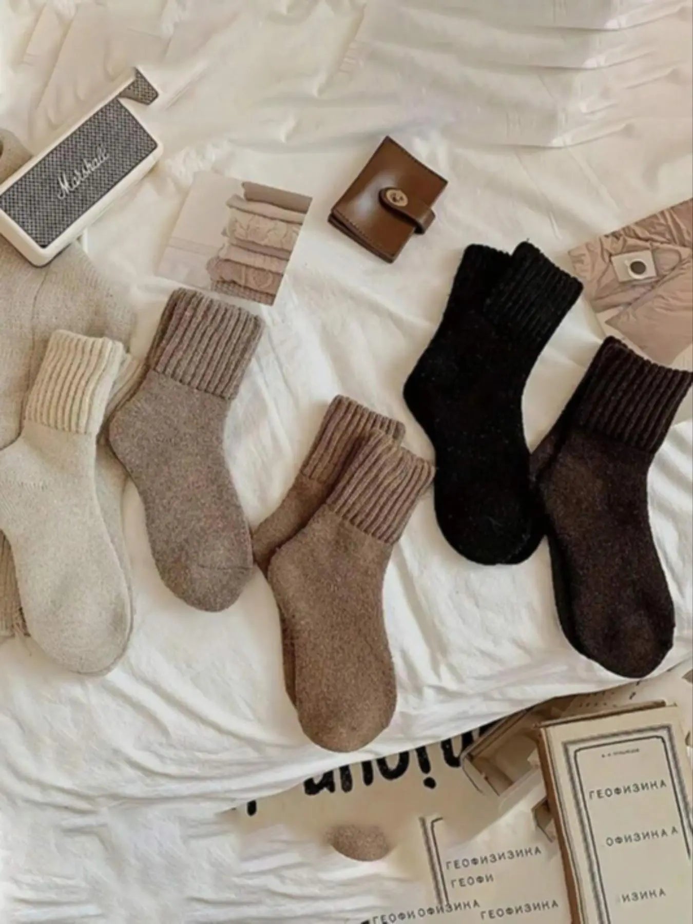 Women'S Solid Mid-Calf Socks, Casual Soft Comfy Warm Socks for Fall & Winter, Women'S Socks for Daily Wear, Cozy Socks, Socks Set