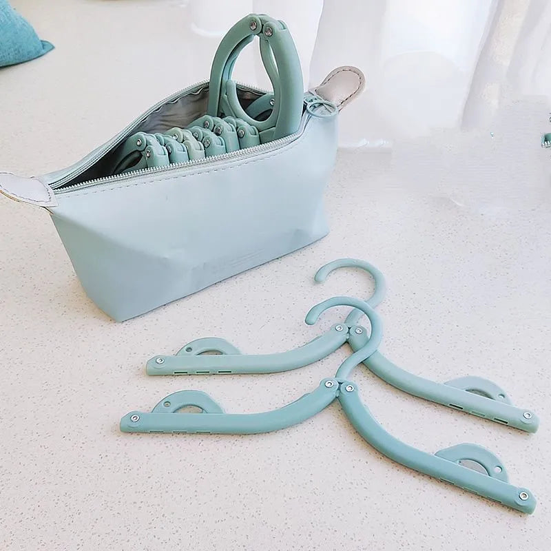 Travel Folding Plastic Clothes Hangers Portable Business Trip Storage Bag Student Dormitory Socks Underwear Drying Rack