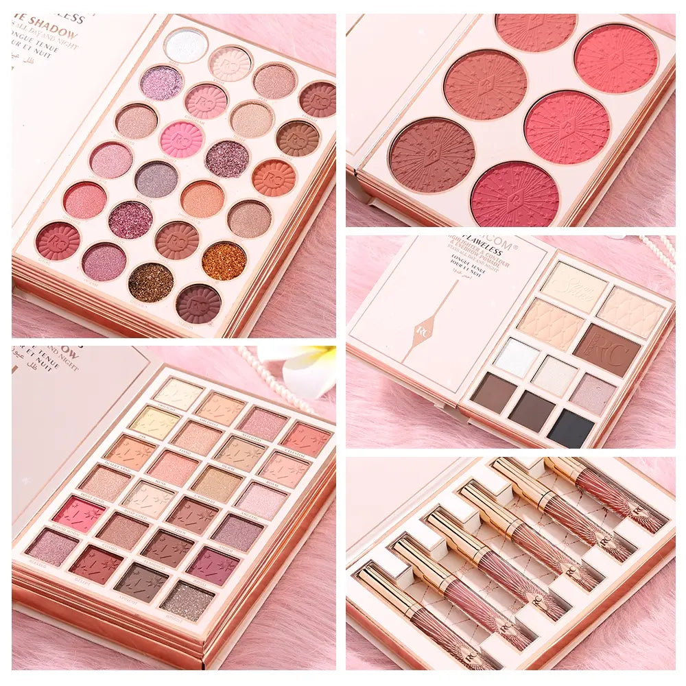 Perfect Makeup Magic Book, Including Eye Shadow, Lip Gloss, Powder Blusher, Highlight, a Complete Set of Makeup Magic Books, an Ideal Gift for Women on Holiday Parties, Flawless Makeup Kit