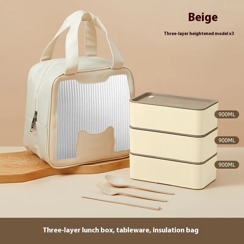 Three-Layer Lunch Box Microwaveable for Students and Office Workers, Special Bento Box for Bringing Meals, Weight Loss Meal Box Set
