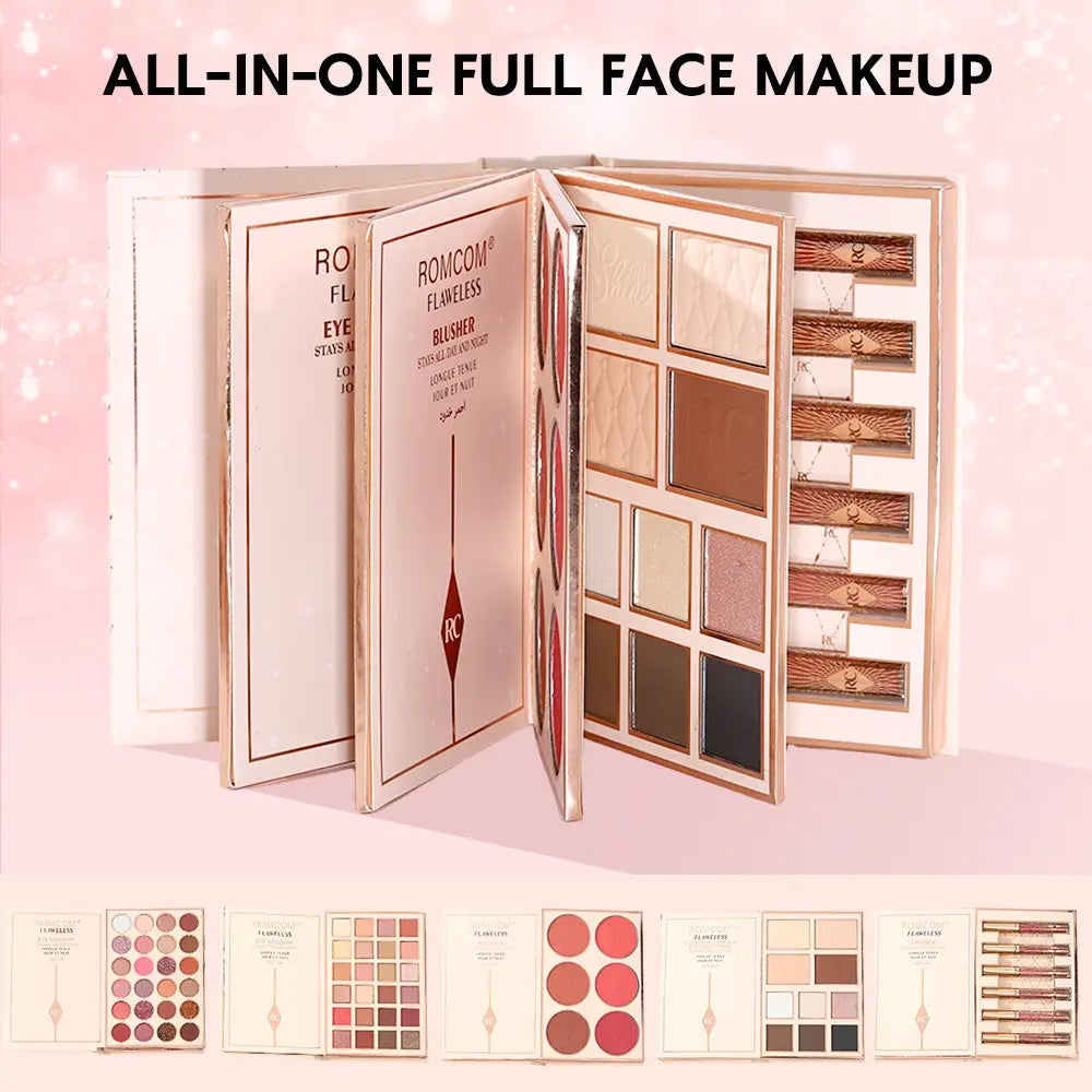 Perfect Makeup Magic Book, Including Eye Shadow, Lip Gloss, Powder Blusher, Highlight, a Complete Set of Makeup Magic Books, an Ideal Gift for Women on Holiday Parties, Flawless Makeup Kit