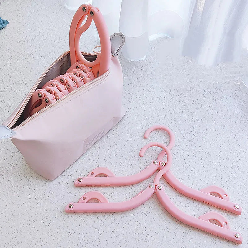 Travel Folding Plastic Clothes Hangers Portable Business Trip Storage Bag Student Dormitory Socks Underwear Drying Rack