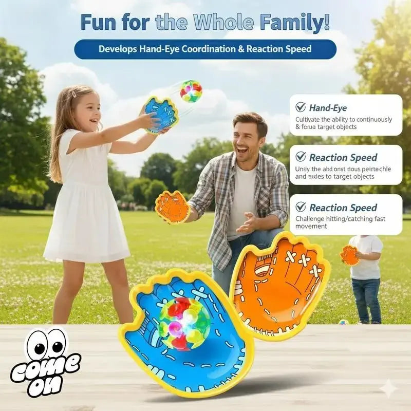 Light-Up Ball Toss and Catch Game Set (3 Pieces) – Includes (2 Rackets + 1 Light-Up Ball), Perfect for Outdoor Family Fun, Multi-Player Sports, and a Holiday Gift for Children Aged.