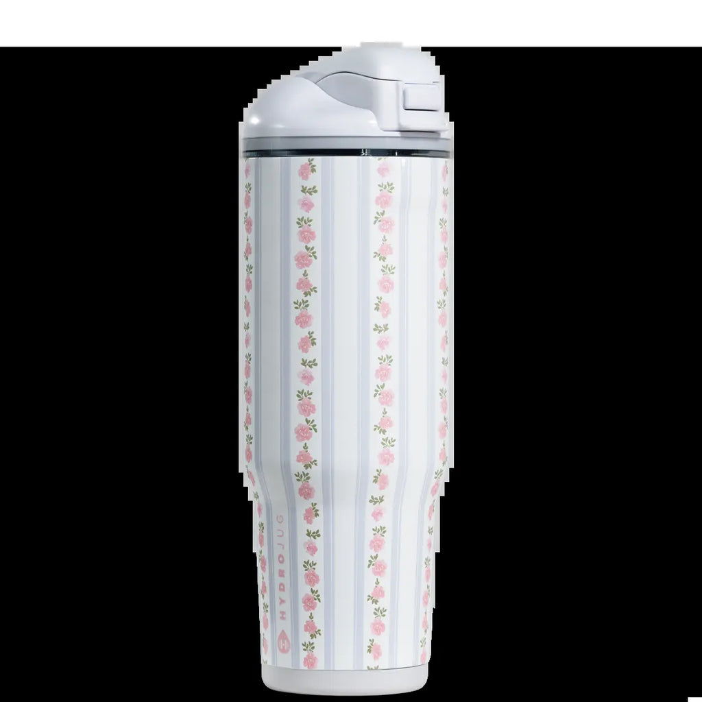 Hydrojug Ease2O Water Bottle with Straw & Chug Lid, Stainless Steel, Vented Cap to Help Reduce Pressure, Water-Level Window, Cup Holder Friendly, Non-Slip Base