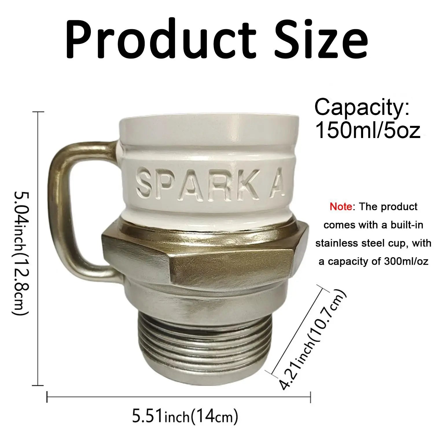 Spark Plug Ceramic Mug, Stylish Coffee Mugs, Automotive Theme Coffee Cup for Car Enthusiasts, Mechanics and Garage Lovers, Unique Christmas Gift for Auto Fans, Funny Dad Mug