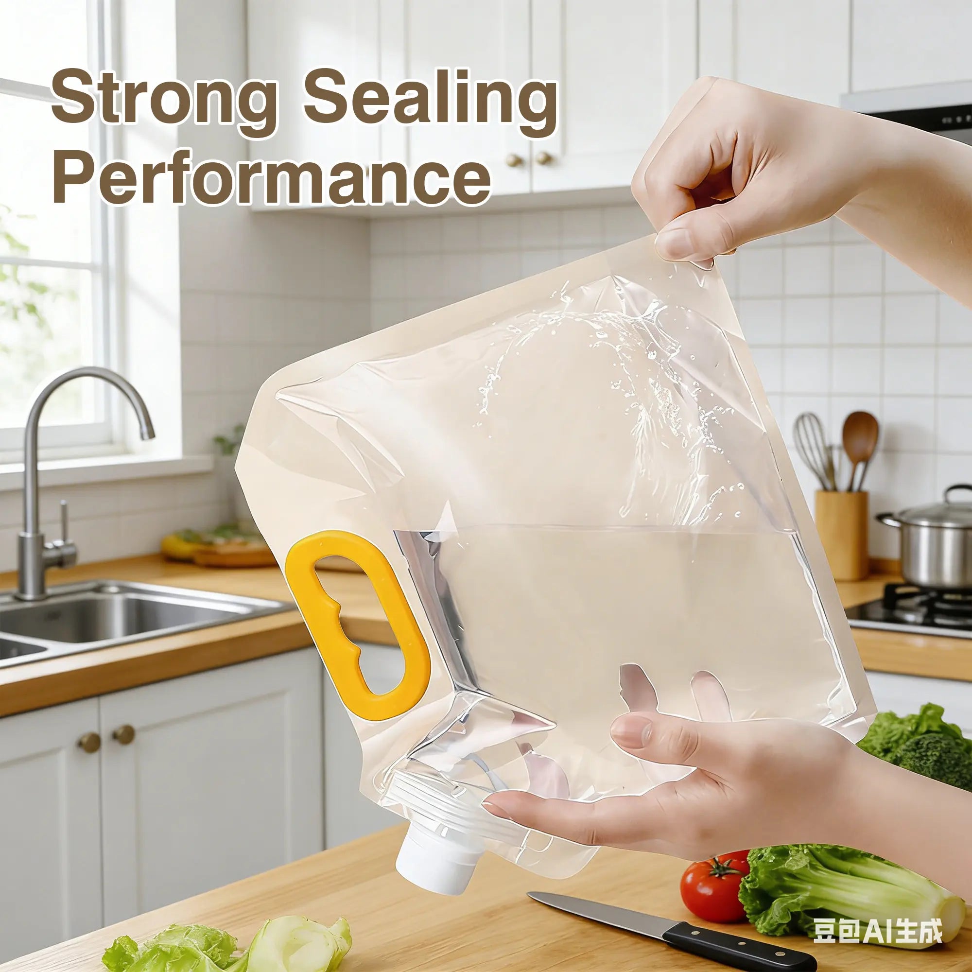 5 Counts Reusable Food Sealed Bags, Leak-Proof Construction with Secure Lid, Stand-Up Base for Kitchen Organization, Writable for Meal Prep
